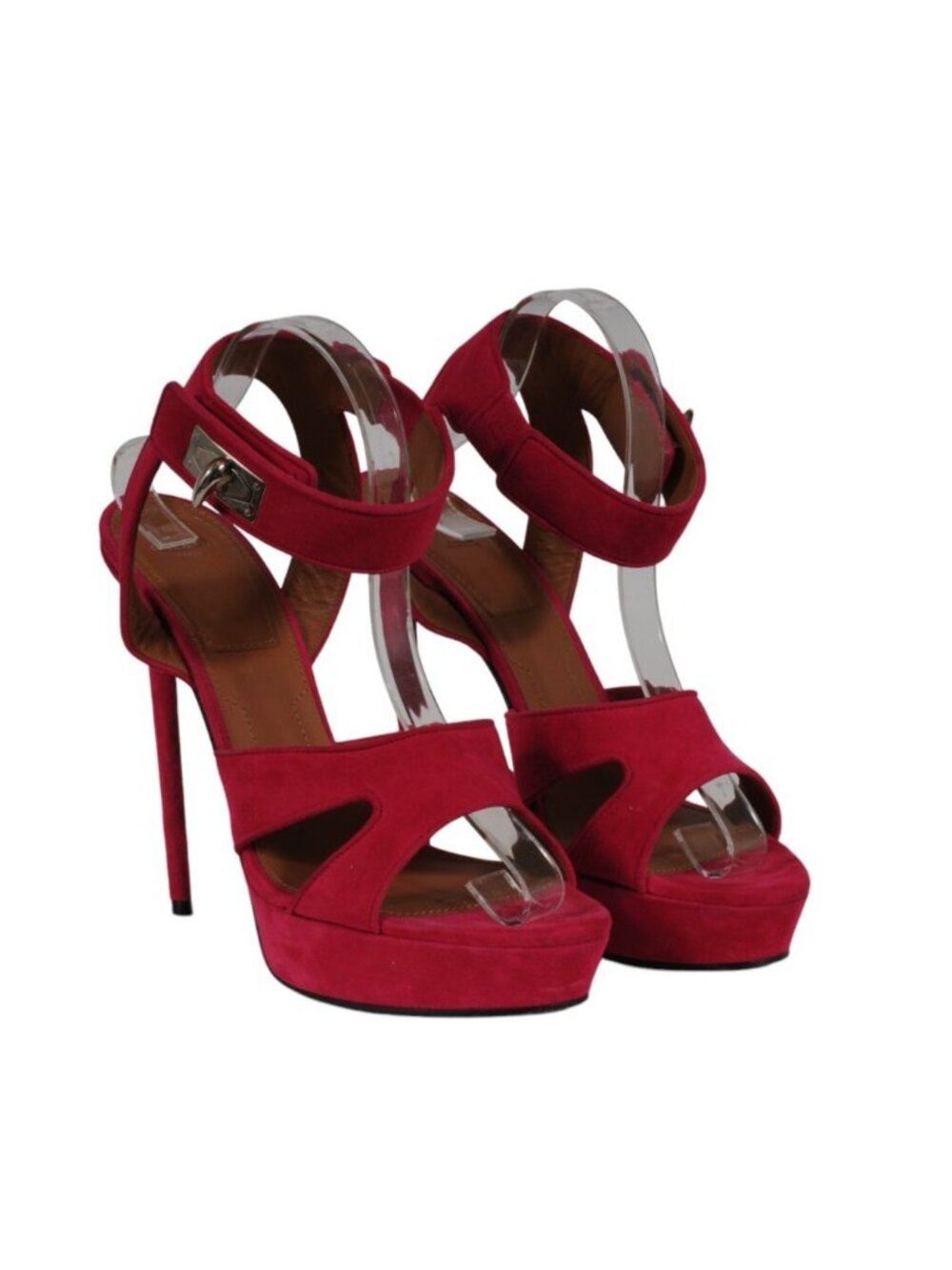 Givenchy Women Shark Lock Strap Sandals Size US 11 EU 41 Pink Suede Heels